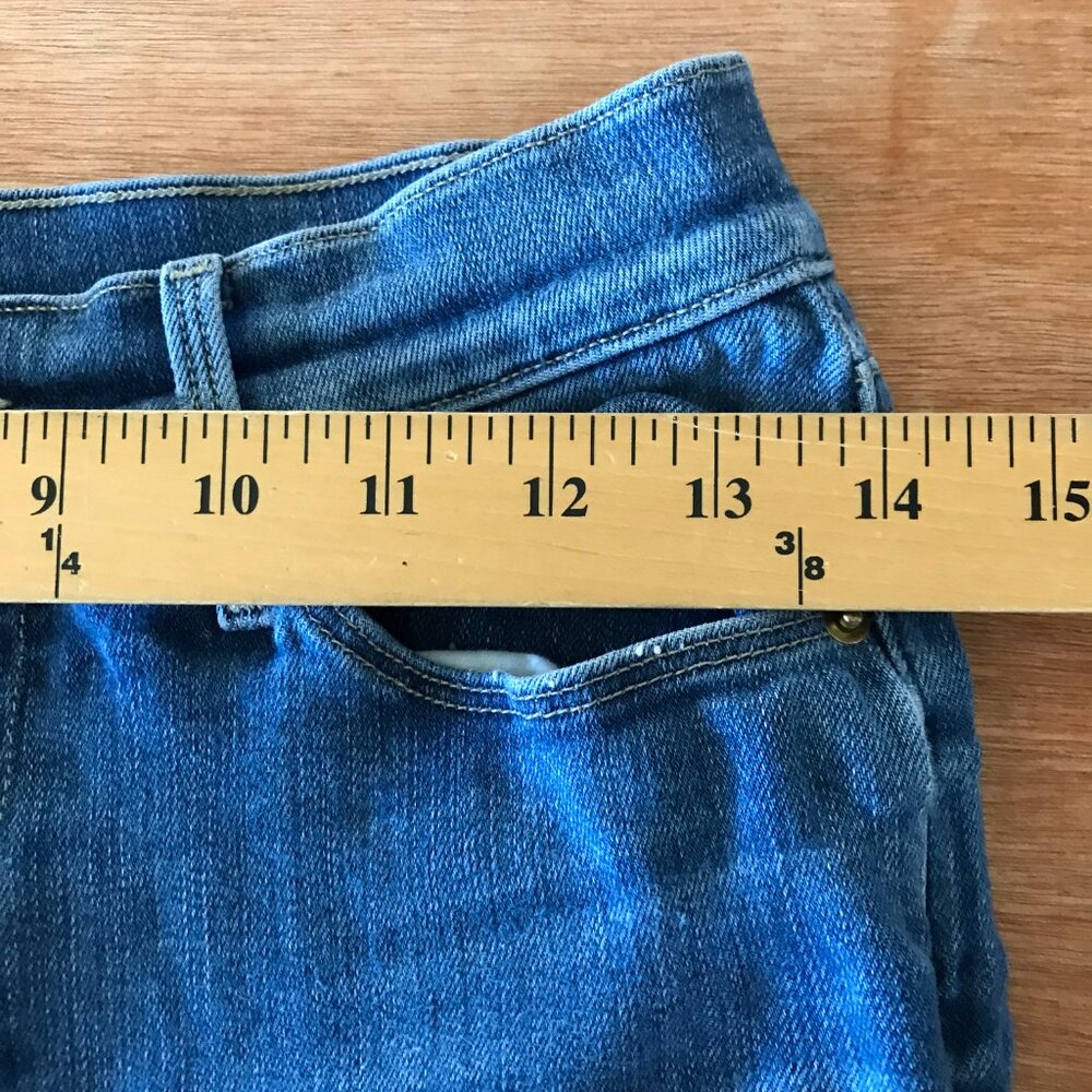 Frame Le High Flare Jeans Women 27 Blue Mid Rise Distressed Medium Wash Stretch - Picture 11 of 15